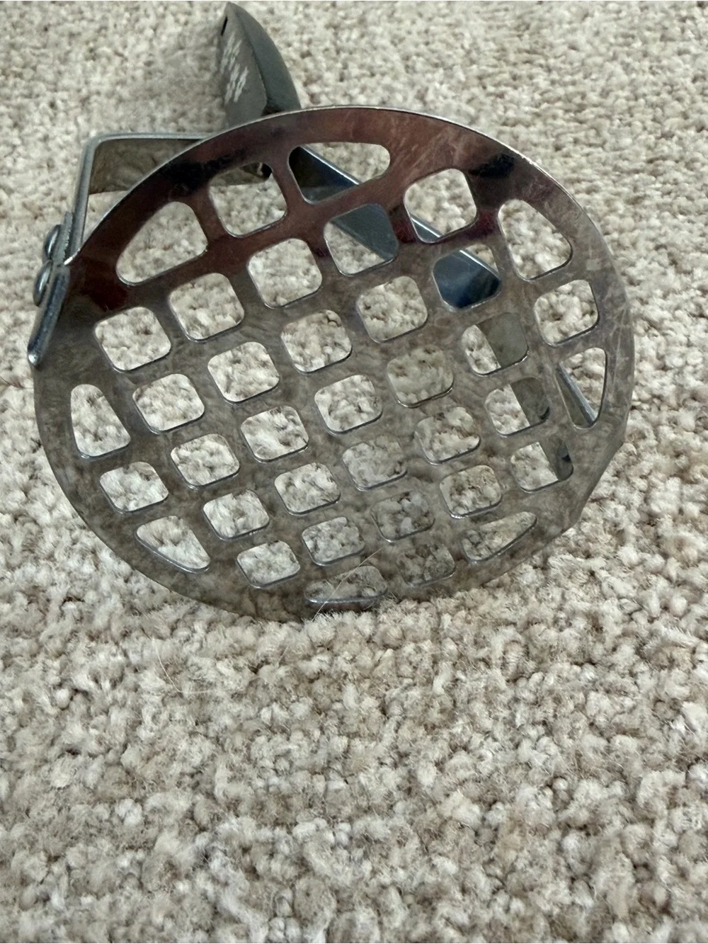Vintage EKCO Stainless Steel Potato Masher Black Daisy Floral Handle USA 10” MCM